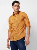 Spykar Yellow Printed Shirt For Men