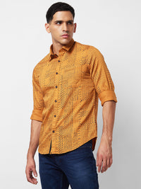 Spykar Yellow Printed Shirt For Men