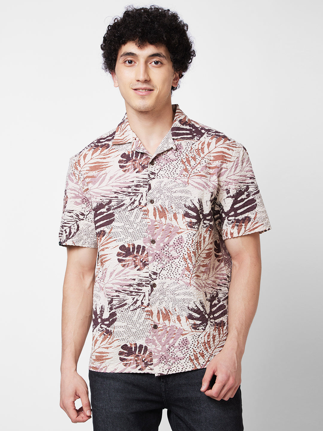 Spykar Green PRINTED HALF SLEEVE Shirt For Men