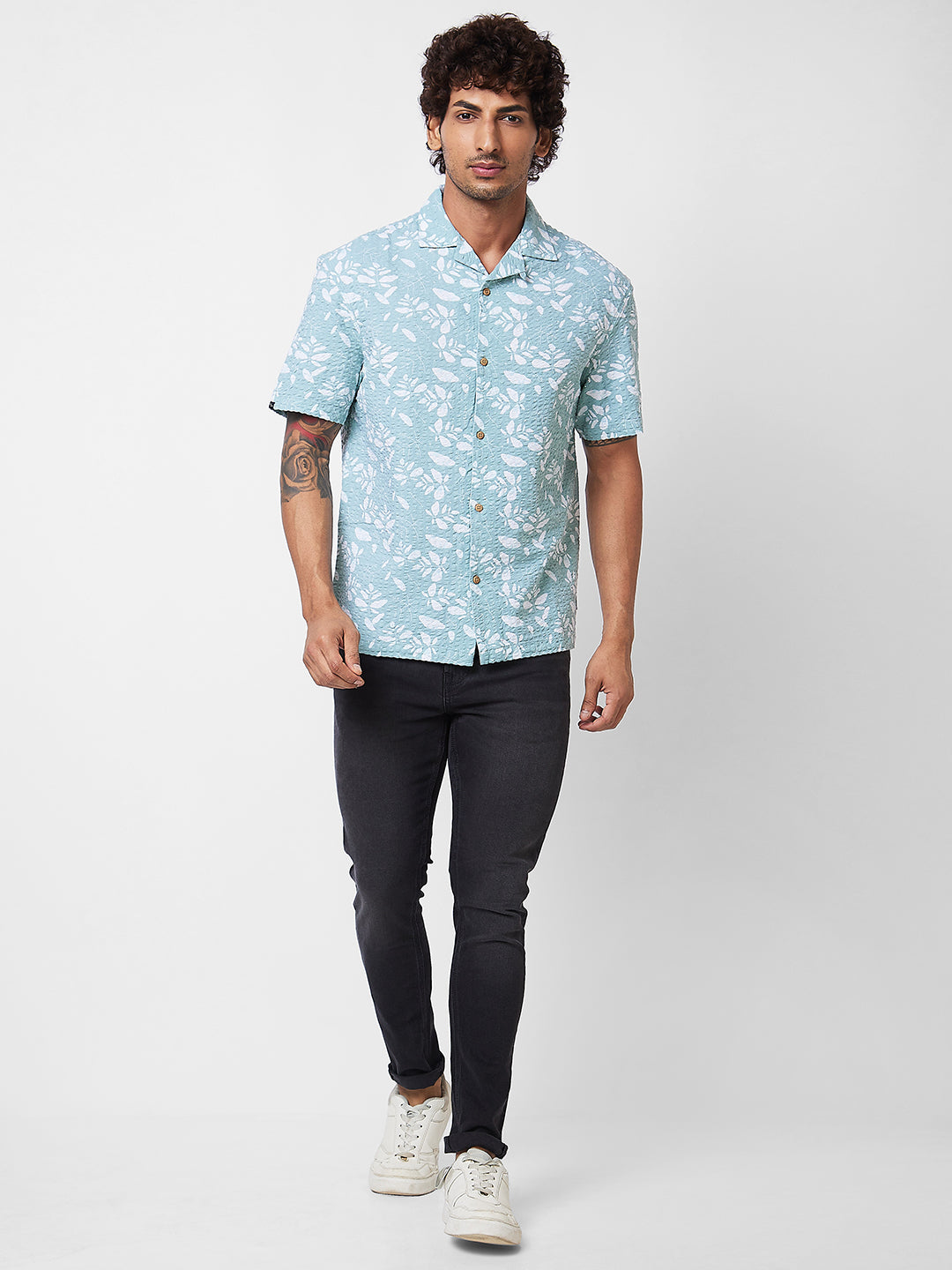 Spykar Green PRINTED HALF SLEEVE Shirt For Men
