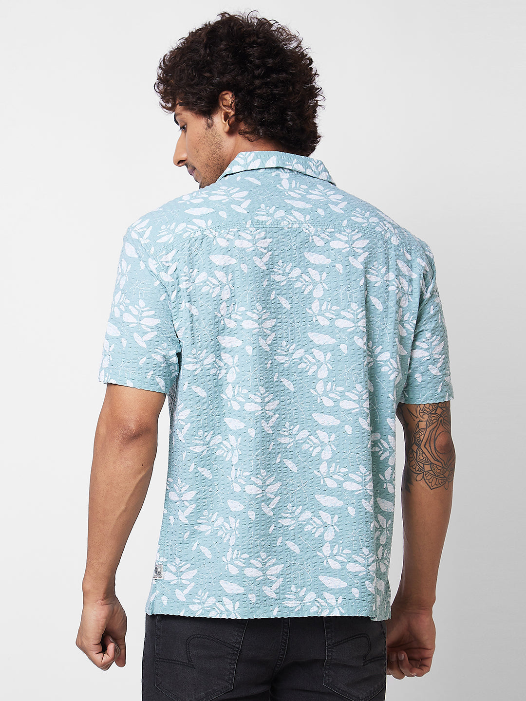 Spykar Green PRINTED HALF SLEEVE Shirt For Men