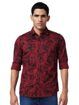 Spykar Red Printed Shirt For Men