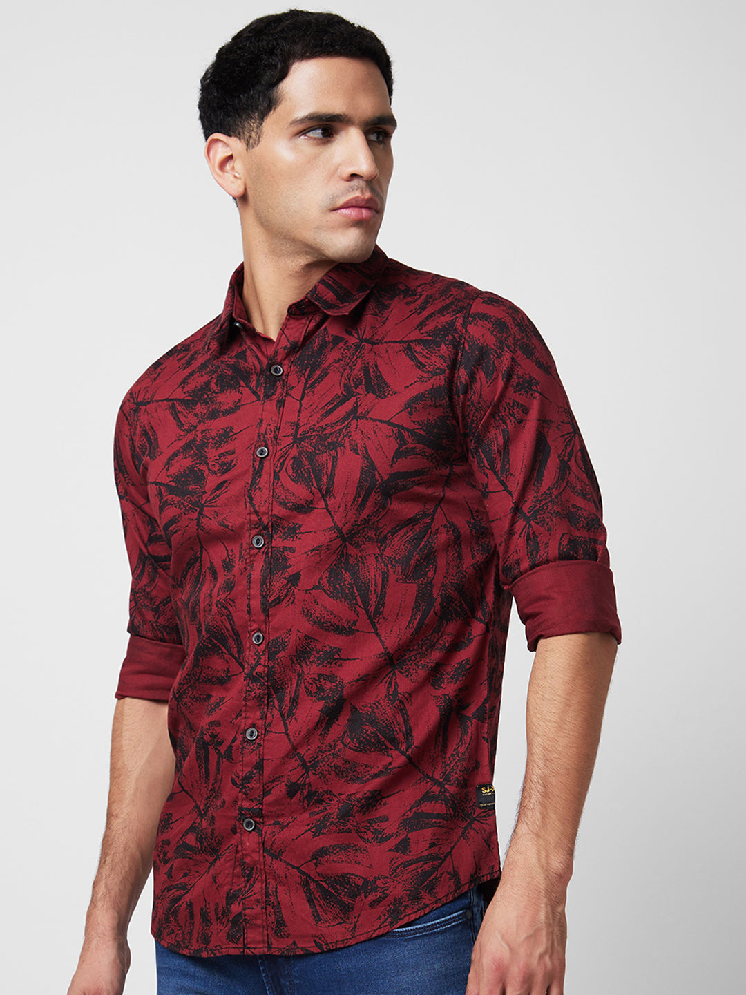 Spykar Red Printed Shirt For Men