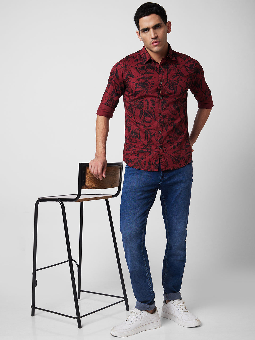 Spykar Red Printed Shirt For Men