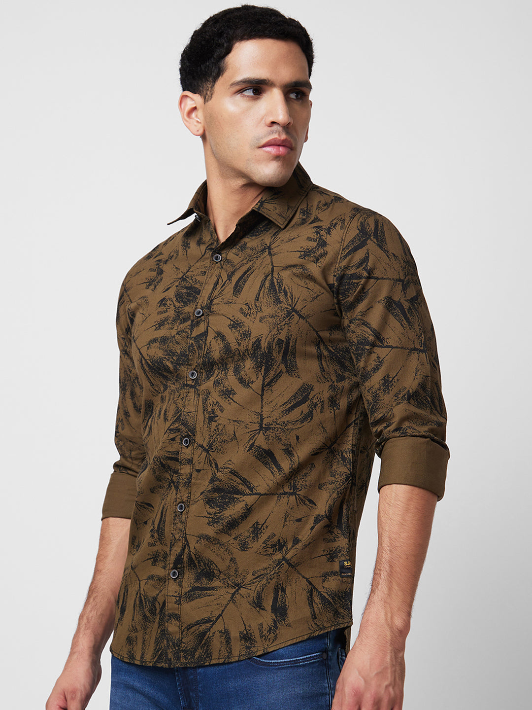 Spykar Green Printed Shirt For Men