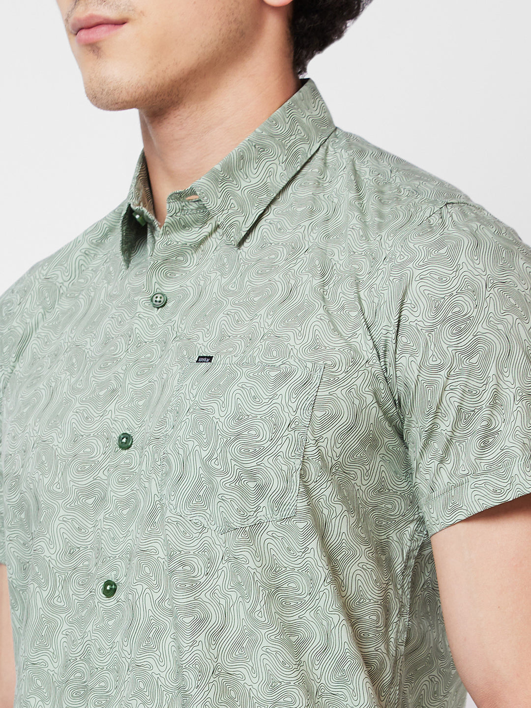 Spykar Green PRINTED HALF SLEEVE Shirt For Men