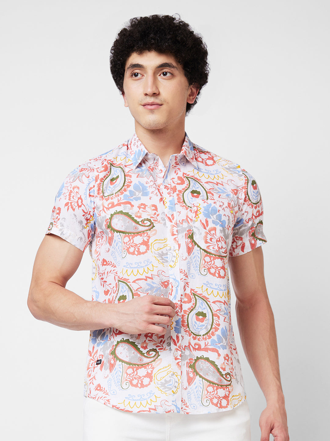 Spykar Pink PRINTED HALF SLEEVE Shirt For Men