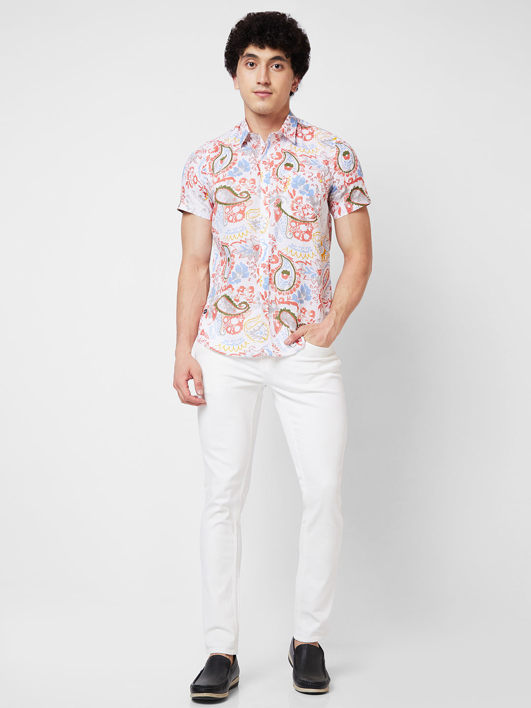 Spykar Pink PRINTED HALF SLEEVE Shirt For Men