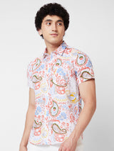 Spykar Pink PRINTED HALF SLEEVE Shirt For Men