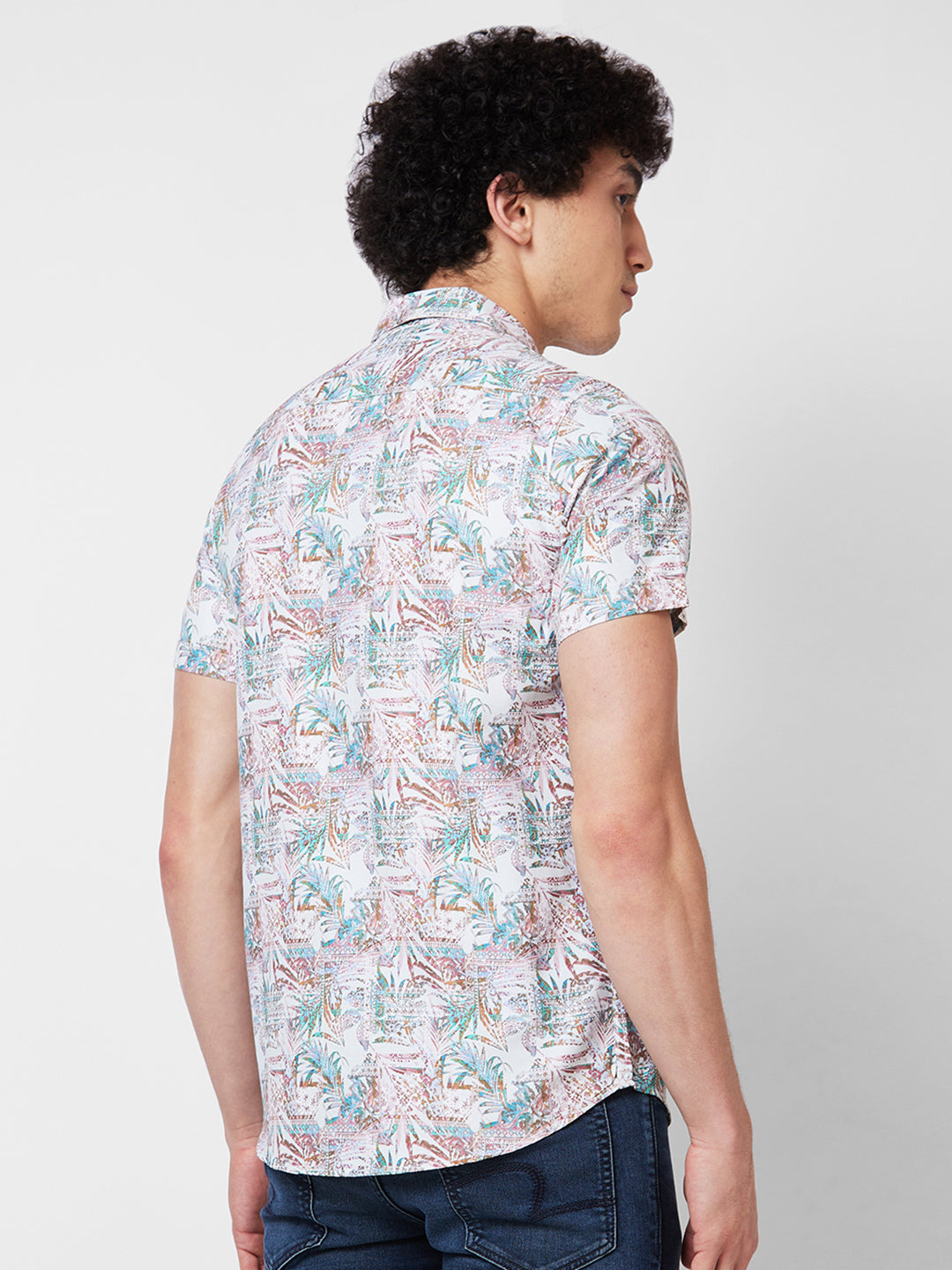 Spykar Green PRINTED HALF SLEEVE Shirt For Men