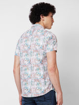 Spykar Green PRINTED HALF SLEEVE Shirt For Men