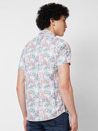 Spykar Green PRINTED HALF SLEEVE Shirt For Men