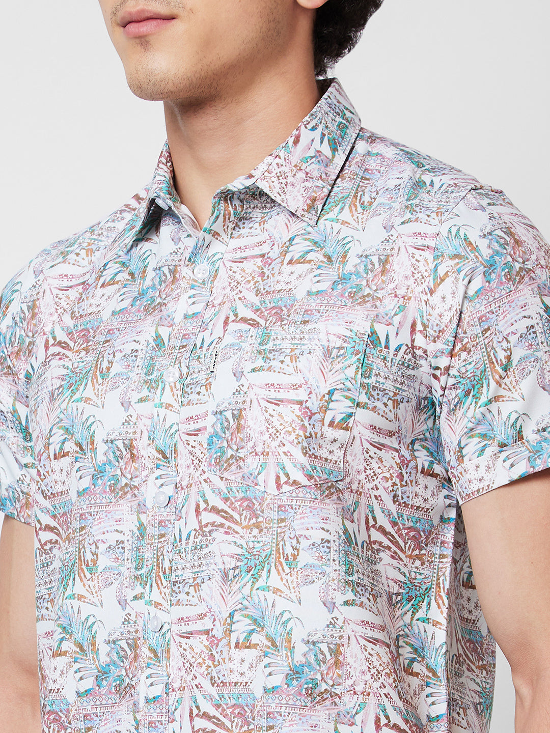 Spykar Green PRINTED HALF SLEEVE Shirt For Men