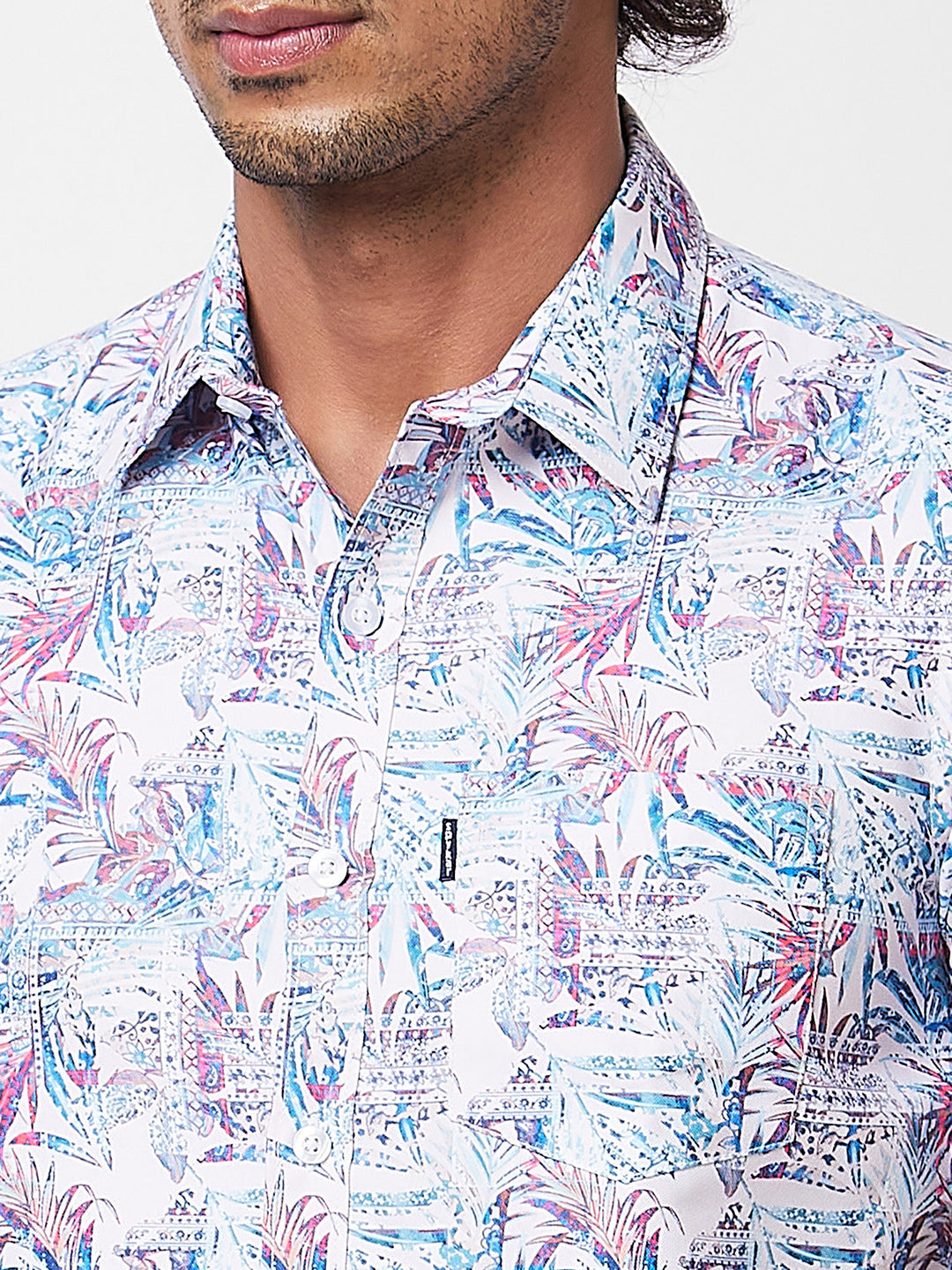 Spykar Blue PRINTED HALF SLEEVE Shirt For Men