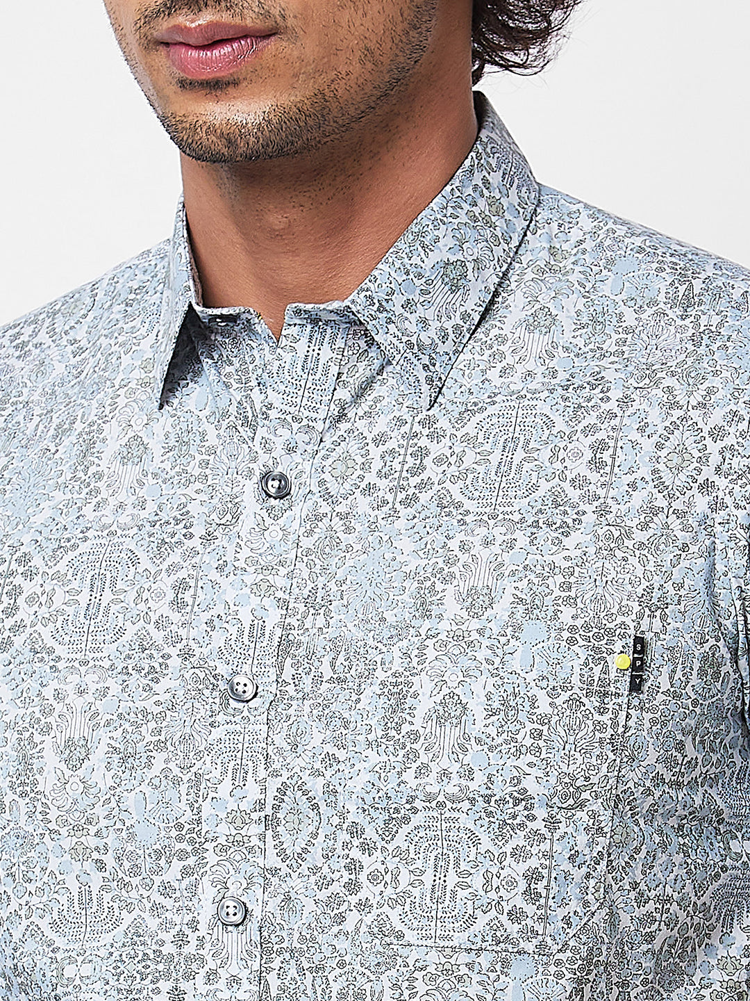 Spykar Grey PRINTED HALF SLEEVE Shirt For Men