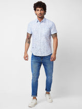 Spykar Blue PRINTED HALF SLEEVE Shirt For Men