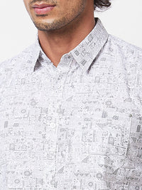 Spykar White PRINTED HALF SLEEVE Shirt For Men