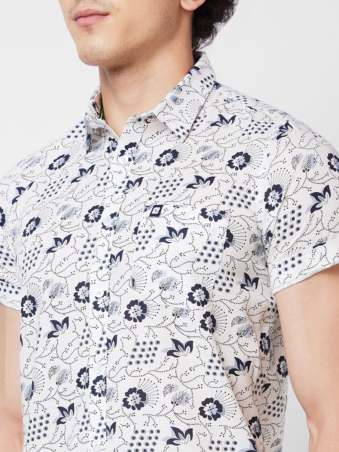 Spykar White PRINTED HALF SLEEVE Shirt For Men