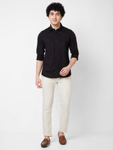 Spykar Black SOLID FULL SLEEVE Shirt For Men