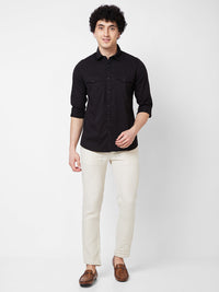 Spykar Black SOLID FULL SLEEVE Shirt For Men
