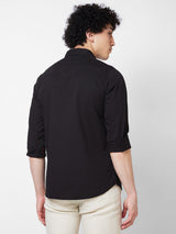 Spykar Black SOLID FULL SLEEVE Shirt For Men