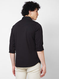 Spykar Black SOLID FULL SLEEVE Shirt For Men