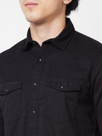 Spykar Black SOLID FULL SLEEVE Shirt For Men
