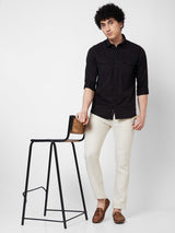 Spykar Black SOLID FULL SLEEVE Shirt For Men