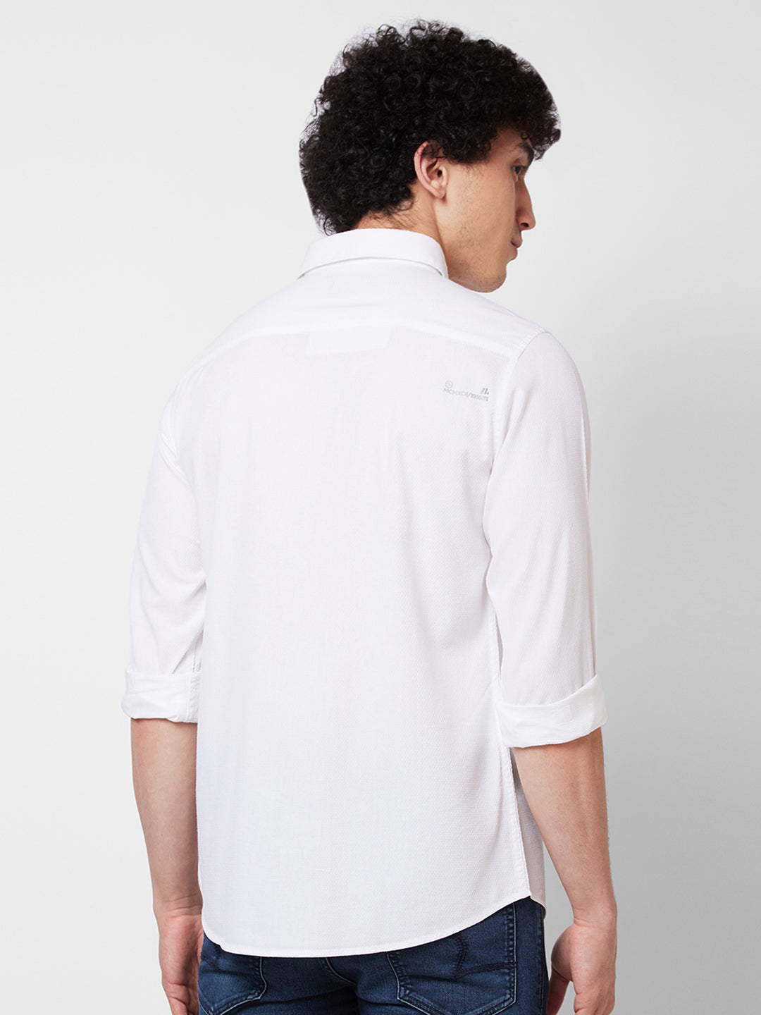 Spykar White SOLID FULL SLEEVE Shirt For Men