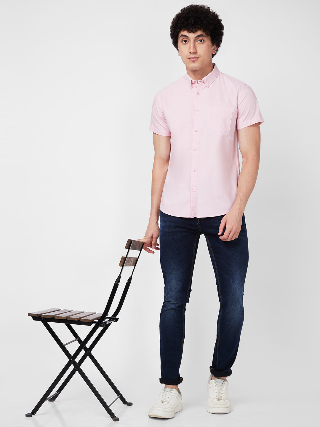 Spykar Pink SOLID HALF SLEEVE Shirt For Men