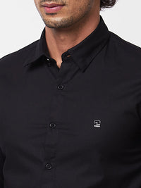 Spykar Black SOLID FULL SLEEVE Shirt For Men