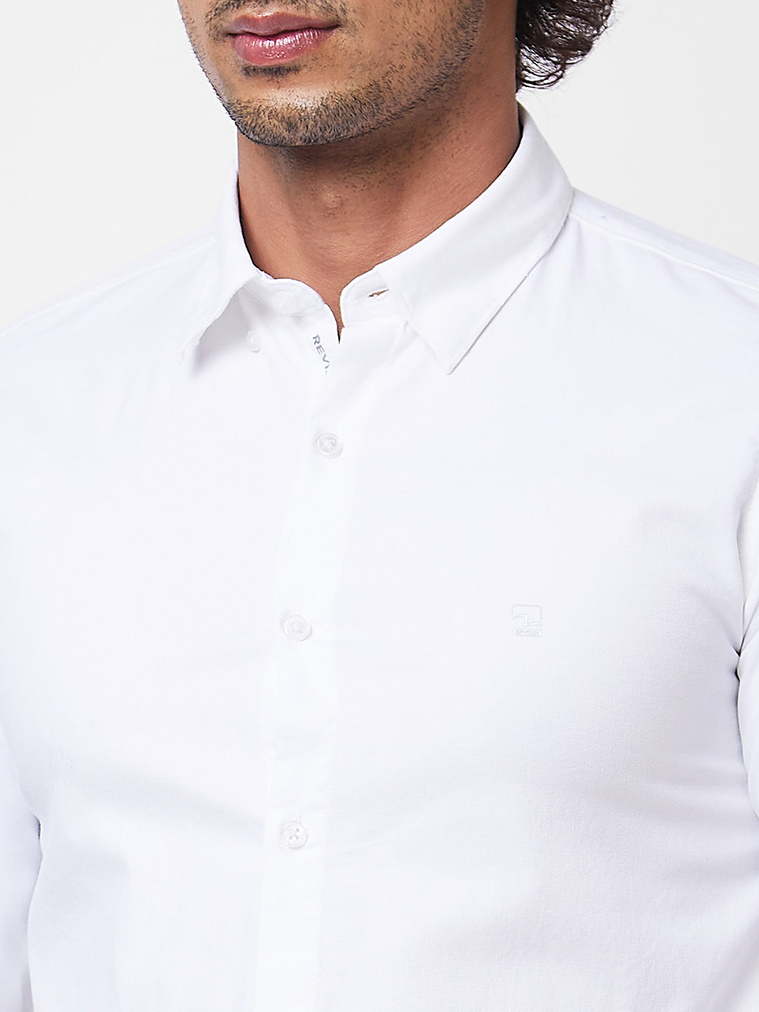 Spykar White SOLID FULL SLEEVE Shirt For Men