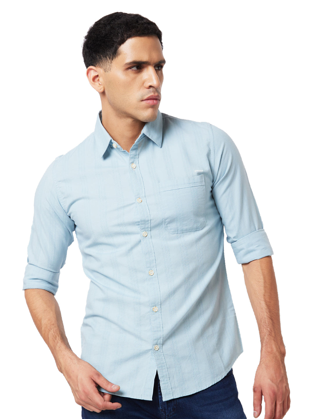 Spykar Blue Solid Shirt For Men