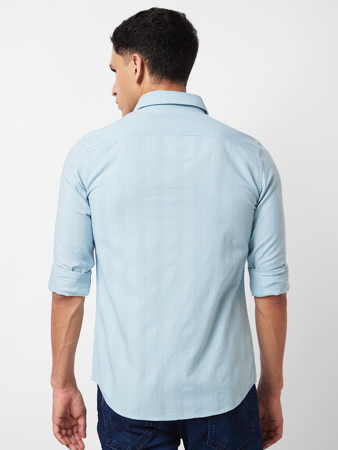 Spykar Blue Solid Shirt For Men