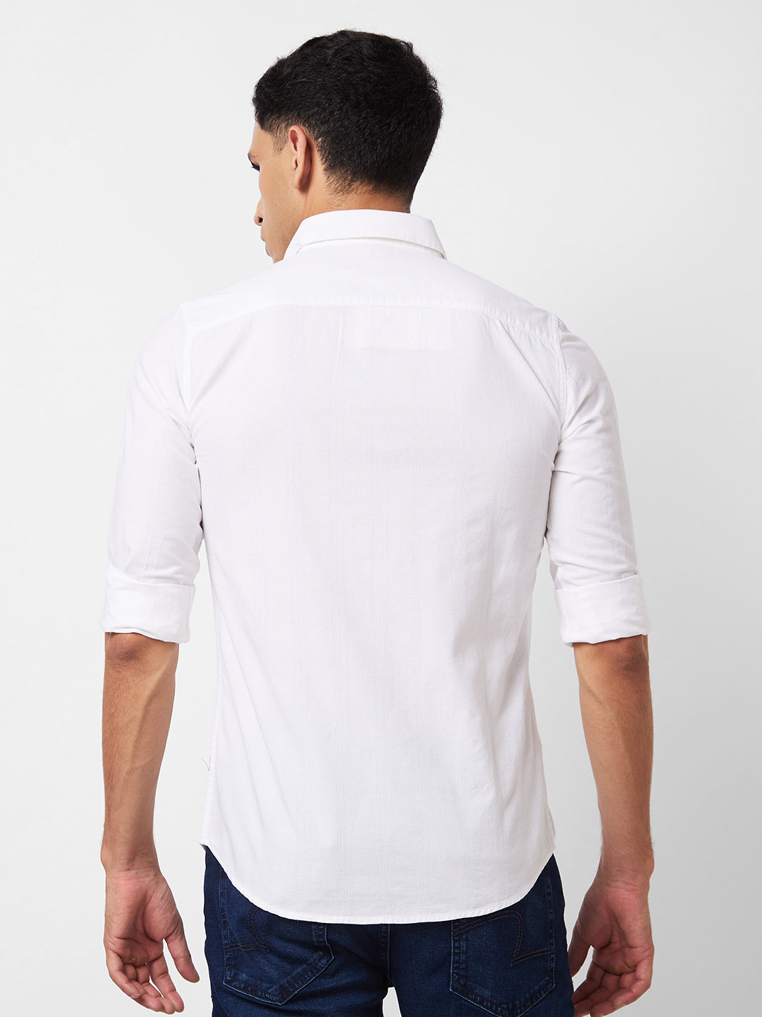 Spykar White Solid Shirt For Men