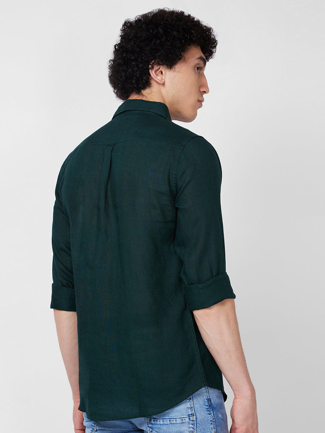 Spykar Green SOLID FULL SLEEVE Shirt For Men