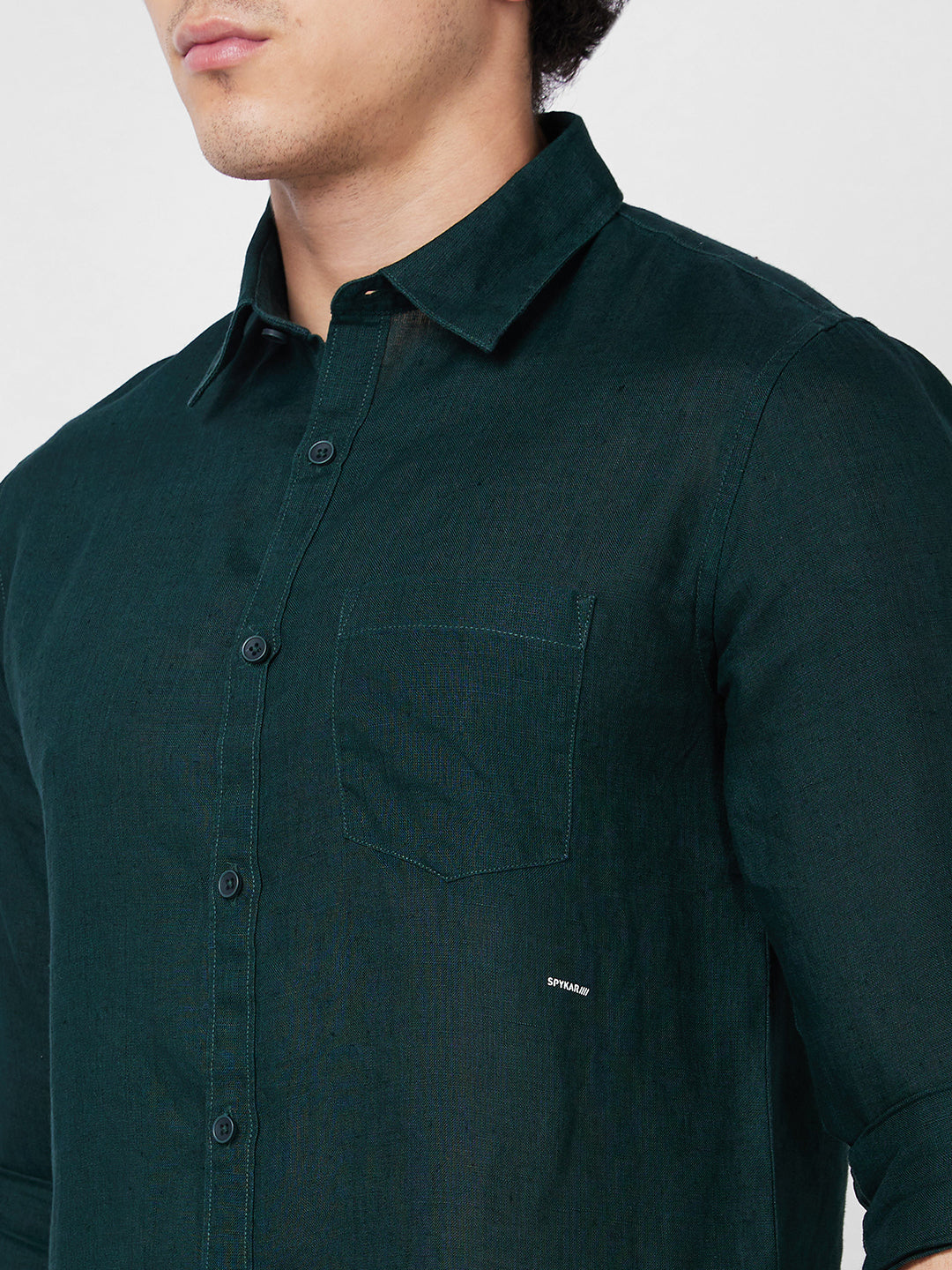 Spykar Green SOLID FULL SLEEVE Shirt For Men