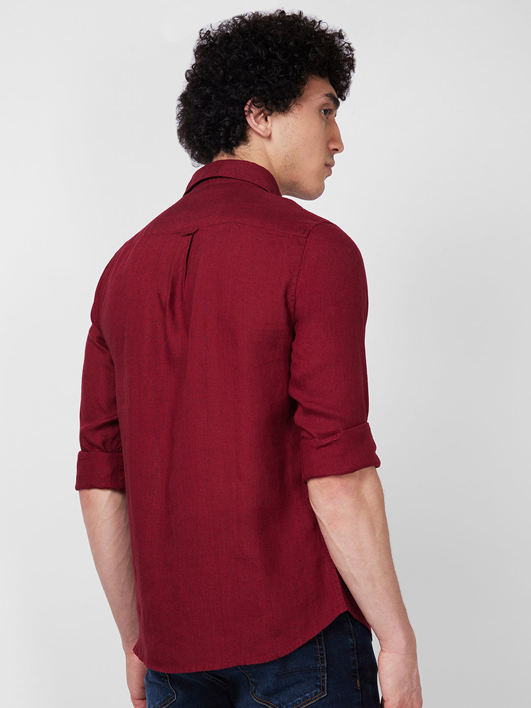 Spykar Red SOLID FULL SLEEVE Shirt For Men