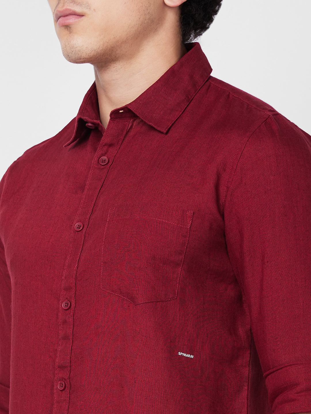 Spykar Red SOLID FULL SLEEVE Shirt For Men