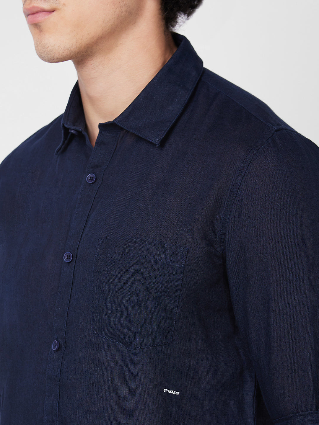 Spykar Blue SOLID FULL SLEEVE Shirt For Men