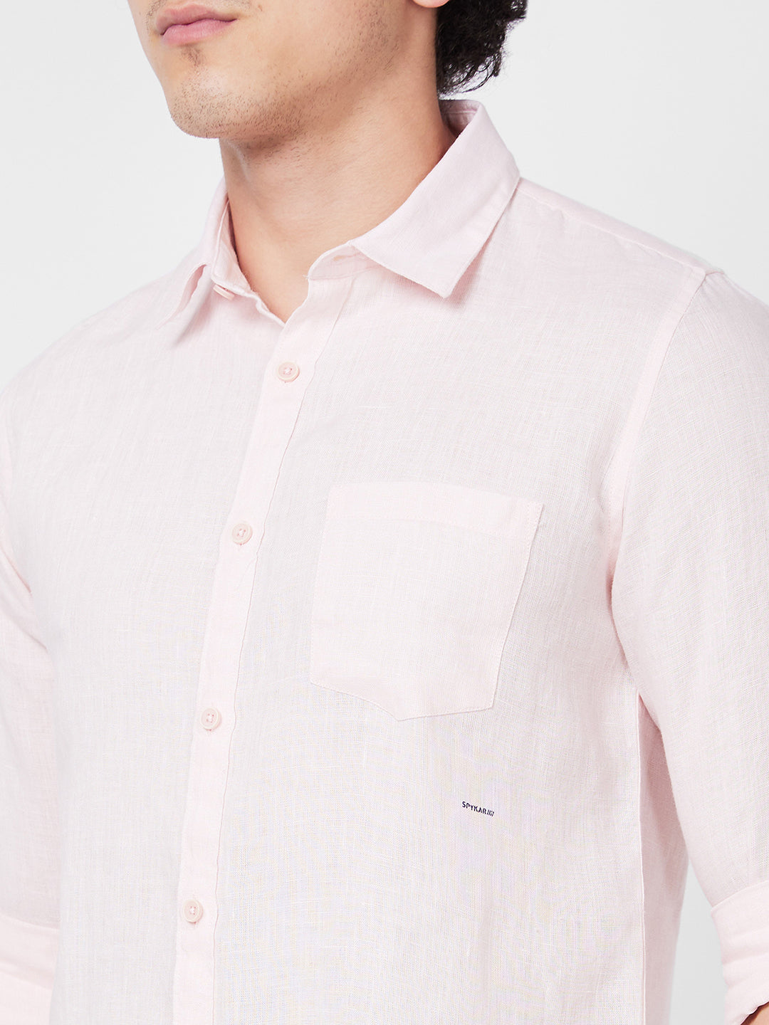 Spykar Peach SOLID FULL SLEEVE Shirt For Men