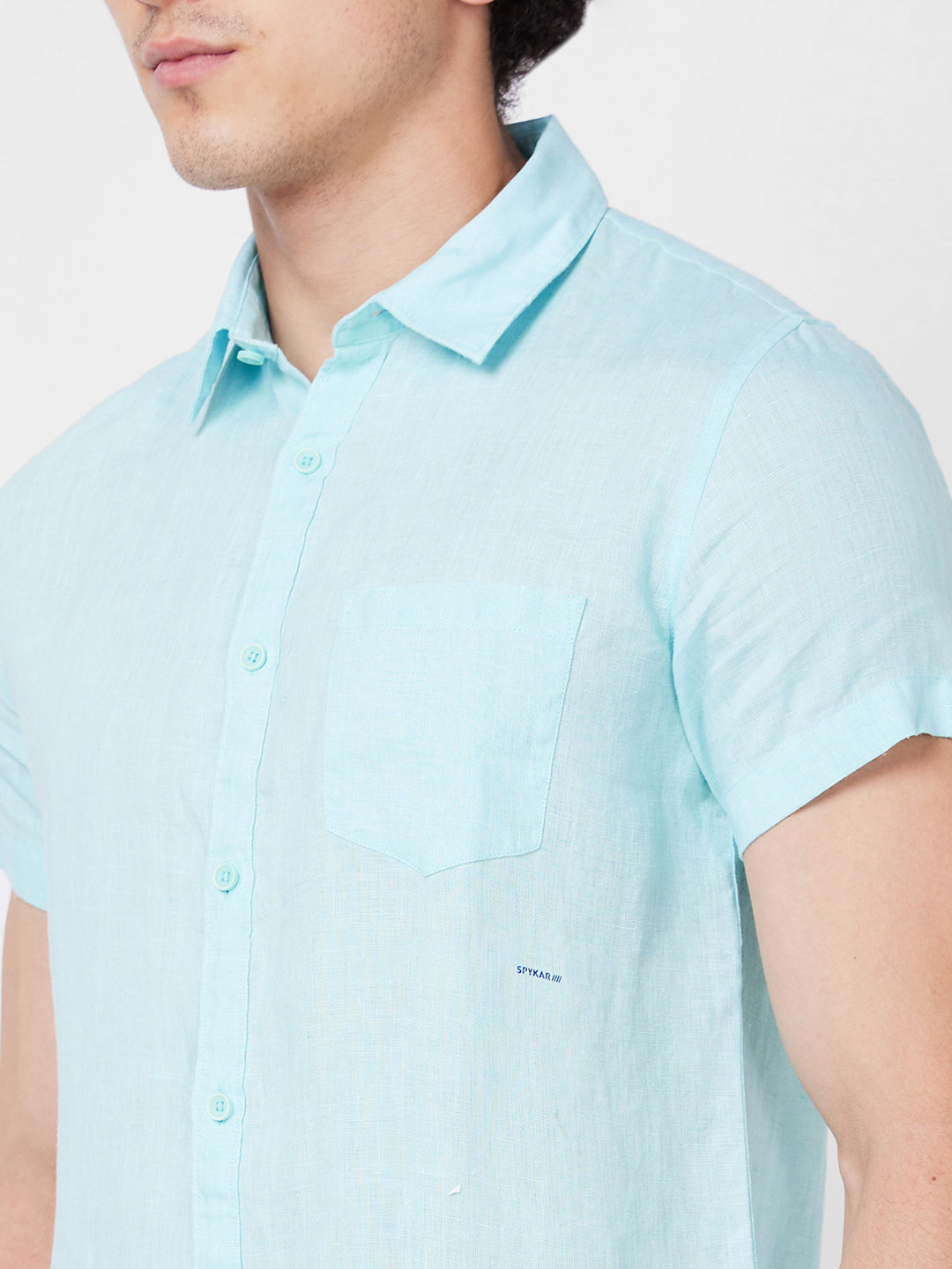 Spykar Blue SOLID HALF SLEEVE Shirt For Men