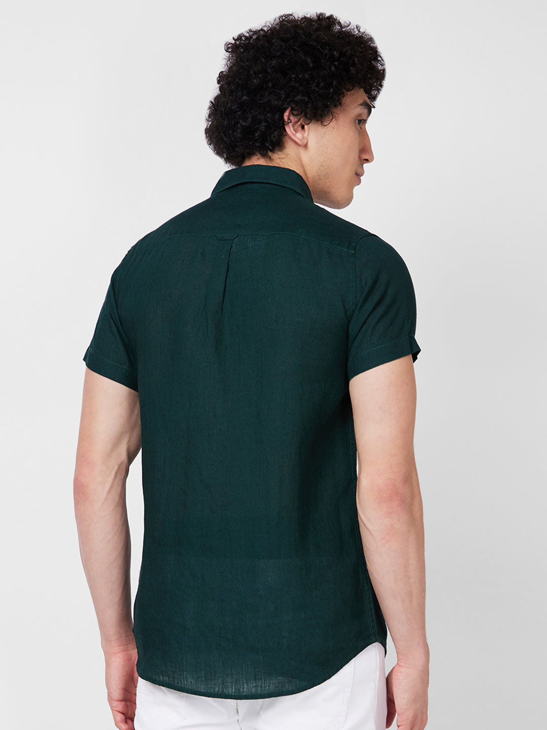 Spykar Green SOLID HALF SLEEVE Shirt For Men