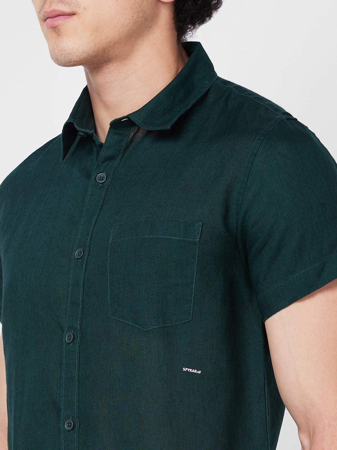 Spykar Green SOLID HALF SLEEVE Shirt For Men