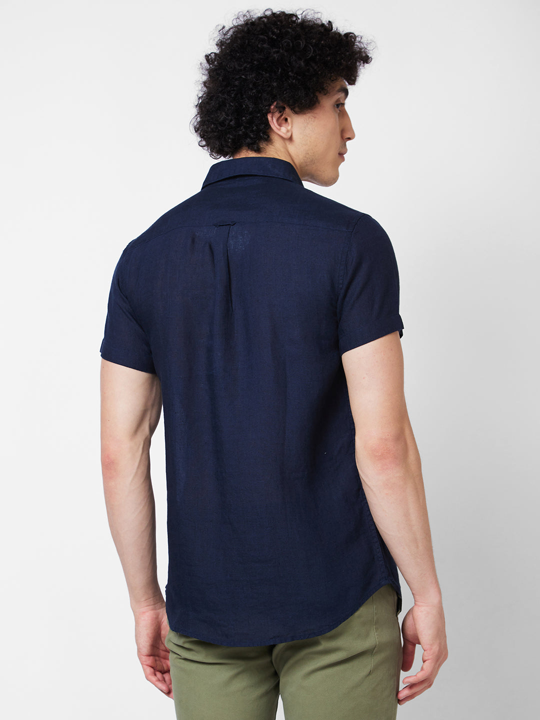 Spykar Blue SOLID HALF SLEEVE Shirt For Men