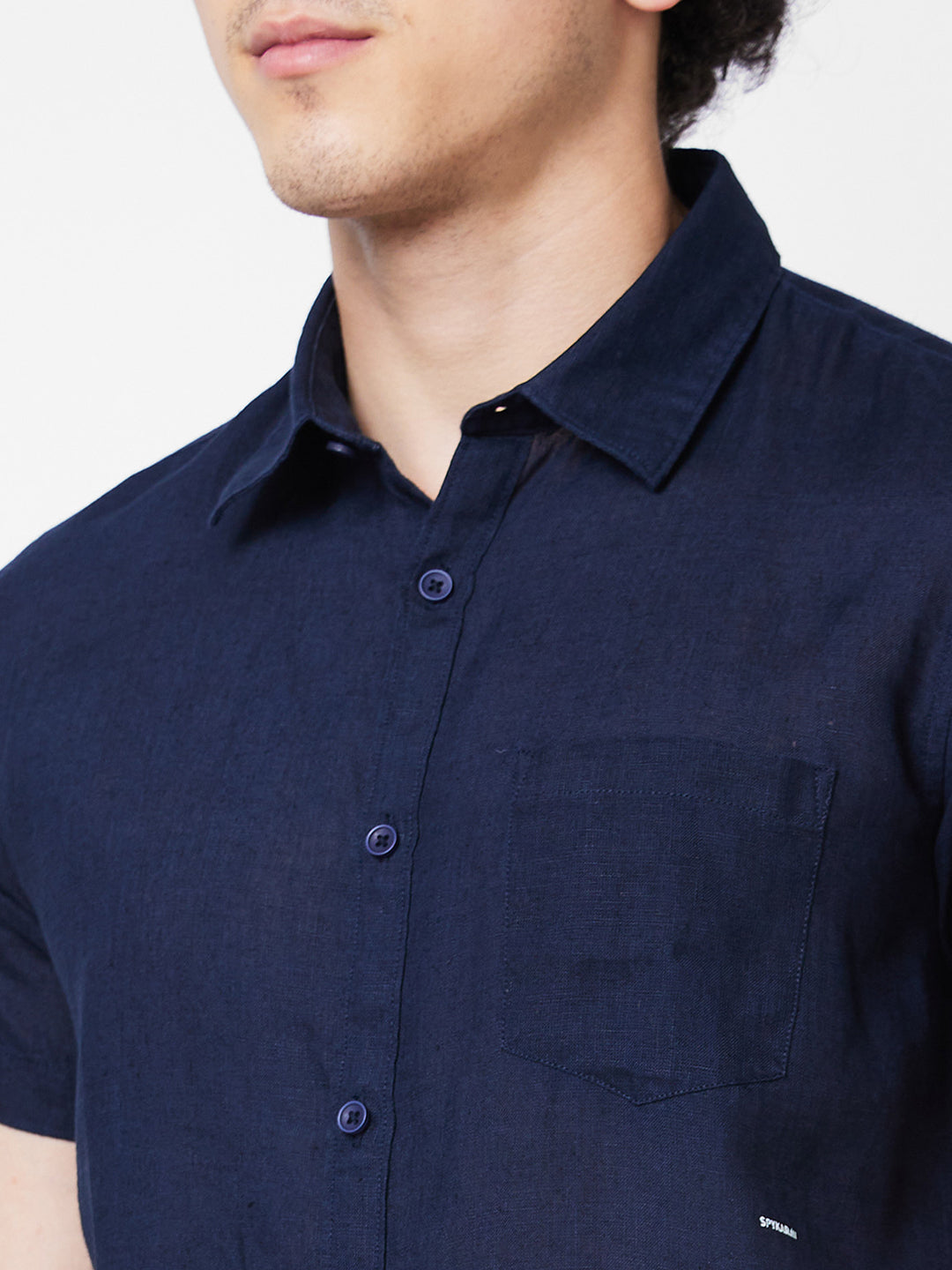 Spykar Blue SOLID HALF SLEEVE Shirt For Men