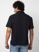 Spykar Black SOLID HALF SLEEVE Shirt For Men
