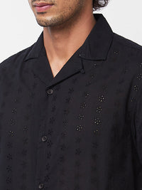 Spykar Black SOLID HALF SLEEVE Shirt For Men