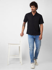 Spykar Black SOLID HALF SLEEVE Shirt For Men