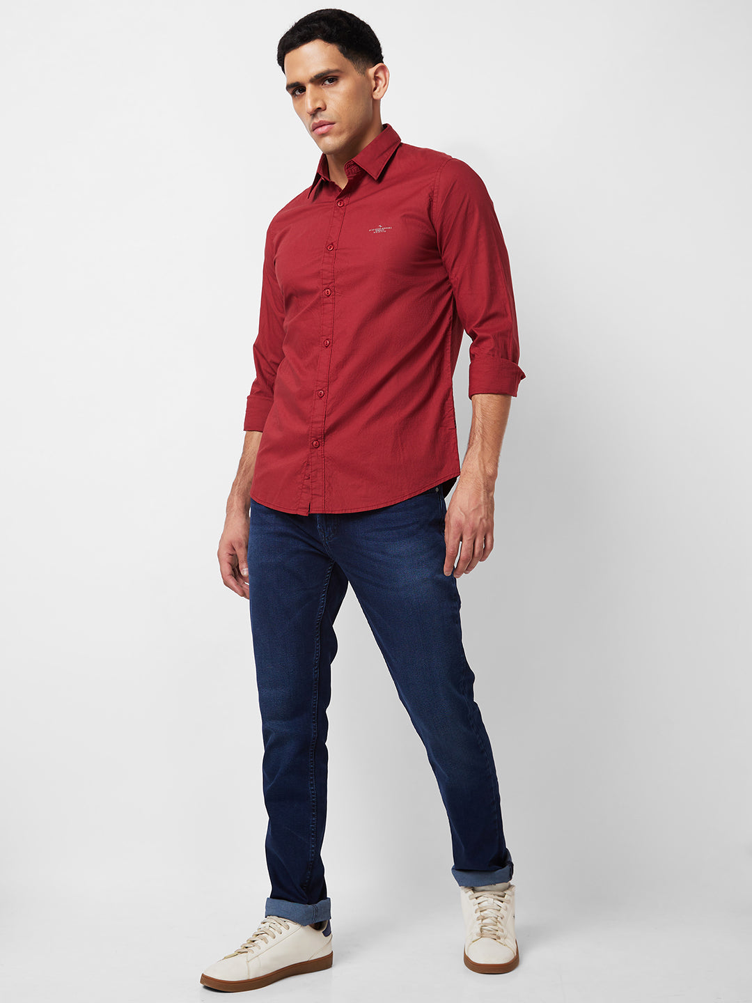 Spykar Red Solid Shirt For Men